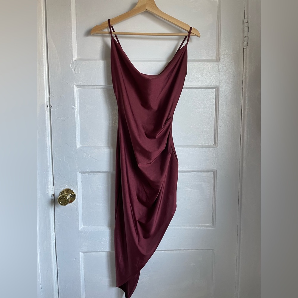 Windsor Maroon side slit dress (left side)